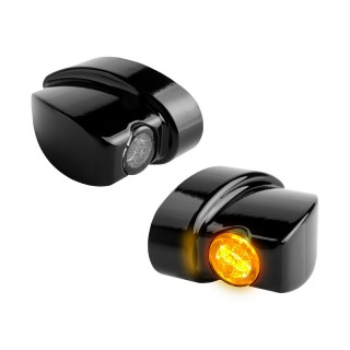 HEINZ BIKES BLACK REAR NANO SERIES WINGLETS LED TURN SIGNALS HARLEY DAVIDSON 99-21