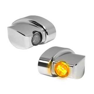 HEINZ BIKES CHROME REAR NANO SERIES WINGLETS LED TURN SIGNALS HARLEY DAVIDSON 99-21