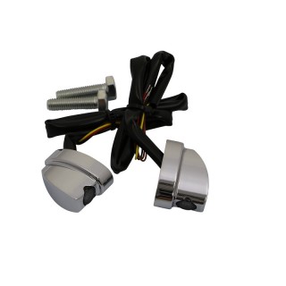 HEINZ BIKES CHROME REAR NANO SERIES WINGLETS 3IN1 LED TURN SIGNALS HARLEY 99-21