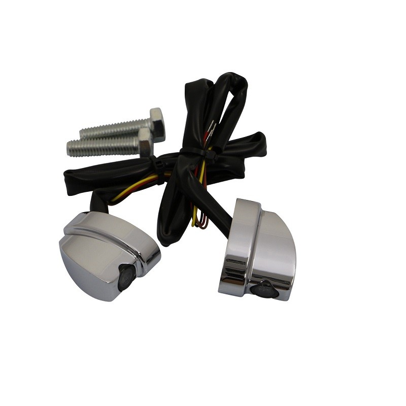 HEINZ BIKES CHROME REAR NANO SERIES WINGLETS 3IN1 LED TURN SIGNALS HARLEY 99-21
