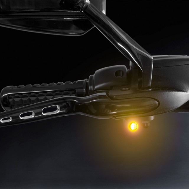 HEINZ BIKE FRONT LED TURN SIGNALS NANO TOURING 95-08 WITH CABLE CLUTCH - TURN SIGNALS ON