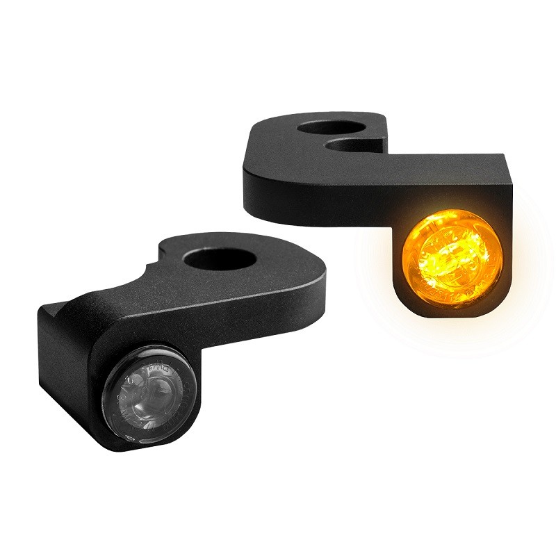 HEINZ BIKE FRONT LED TURN SIGNALS NANO BLACK TOURING 95-08 WITH CABLE CLUTCH