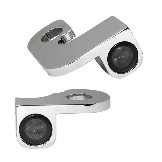 HEINZ BIKE FRONT LED TURN SIGNALS NANO CHROME TOURING 95-08 WITH CABLE CLUTCH