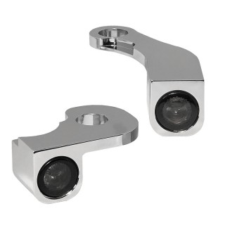 HEINZ BIKE FRONT LED TURN SIGNALS NANO SERIES CHROME HARLEY SOFTAIL 18-21