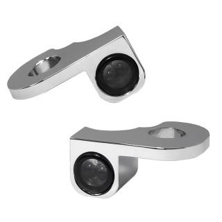 HEINZ BIKE FRONT LED TURN SIGNALS NANO SERIES CHROME HARLEY STREET 2014-2017
