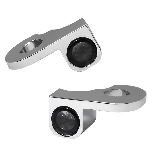 HEINZ BIKE FRONT LED TURN SIGNALS NANO SERIES CHROME HARLEY STREET 2014-2017