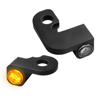 HEINZ BIKE FRONT LED TURN SIGNALS NANO SERIES BLACK HARLEY SOFTAIL 2000-2014