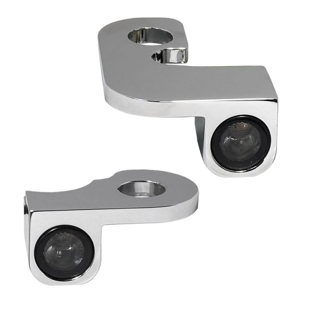 HEINZ BIKE FRONT LED TURN SIGNALS NANO SERIES CHROME HARLEY SOFTAIL 2000-2014