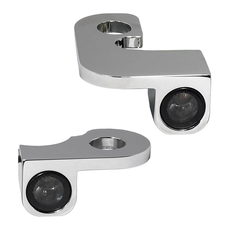 HEINZ BIKE FRONT LED TURN SIGNALS NANO SERIES CHROME HARLEY SOFTAIL 2000-2014