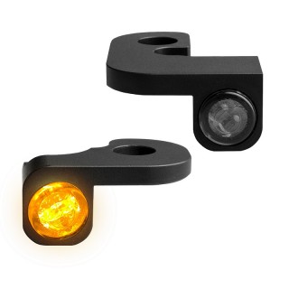 HEINZ BIKE FRONT TURN SIGNALS NANO SERIES BLACK HARLEY DYNA 1995-2017
