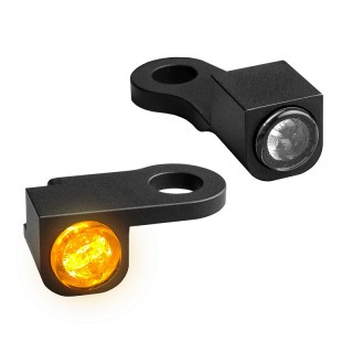 HEINZ BIKE FRONT LED TURN SIGNALS NANO SERIES BLACK HARLEY SPORTSTER 2014-2020