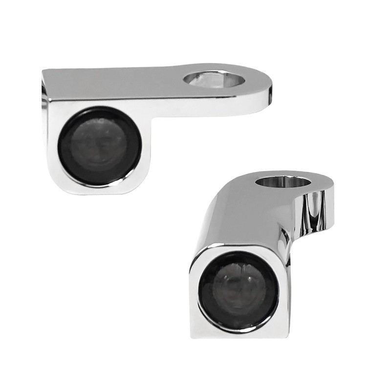 HEINZ BIKE FRONT LED TURN SIGNALS NANO SERIES CHROME HARLEY SPORTSTER 2014-2020
