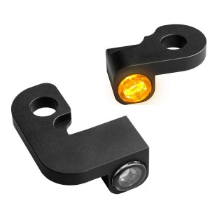 HEINZ BIKE FRONT LED TURN SIGNALS NANO SERIES BLACK HARLEY SPORTSTER 1990-2003