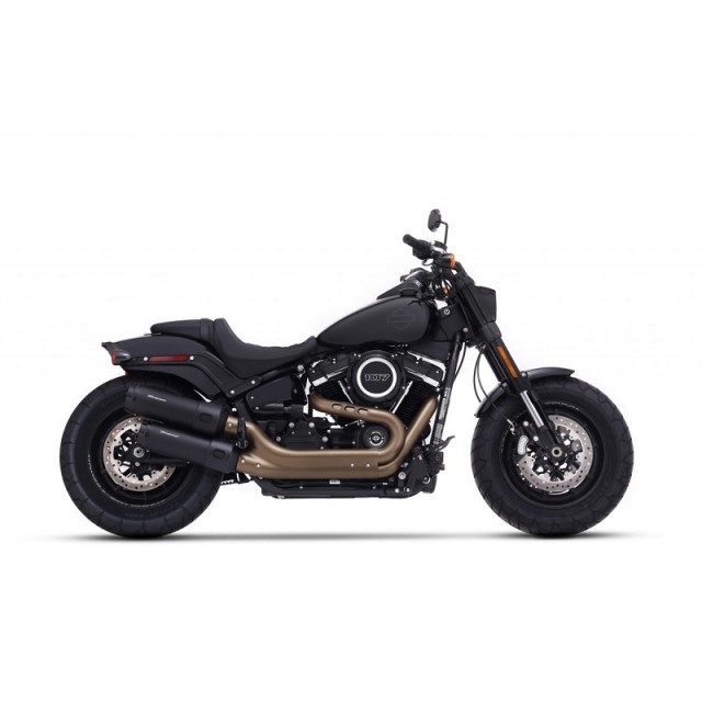 RINEHART RACING APPROVED SLIP-ON 4" BLACK MUFFLERS FAT BOB SOFTAIL 2018-2021