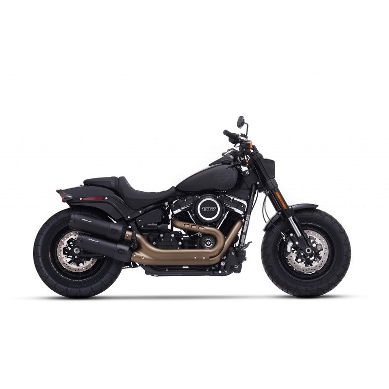 RINEHART RACING APPROVED SLIP-ON 4" BLACK MUFFLERS FAT BOB SOFTAIL 2018-2021