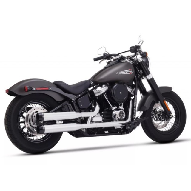 RINEHART RACING SLIP-ON 3.5" CHROME-BLACK MUFFLERS HARLEY SOFTAIL 18-21