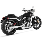 RINEHART RACING SLIP-ON 3" CHROME-BLACK MUFFLERS SOFTAIL FAT BOY/DEUCE 07-17