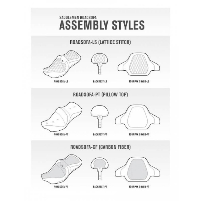 SADDLEMEN ROAD SOFA LS 2-UP HEATED GEL SEAT FOR HARLEY TOURING 2008-2021 - SERIES