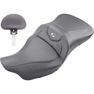 SADDLEMEN ROAD SOFA CF 2-UP HEATED GEL SEAT DRIVER'S BACKREST TOURING 08-21