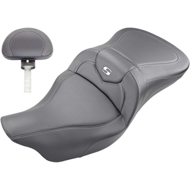 SADDLEMEN ROAD SOFA CF 2-UP GEL SEAT DRIVER'S BACKREST TOURING 08-21