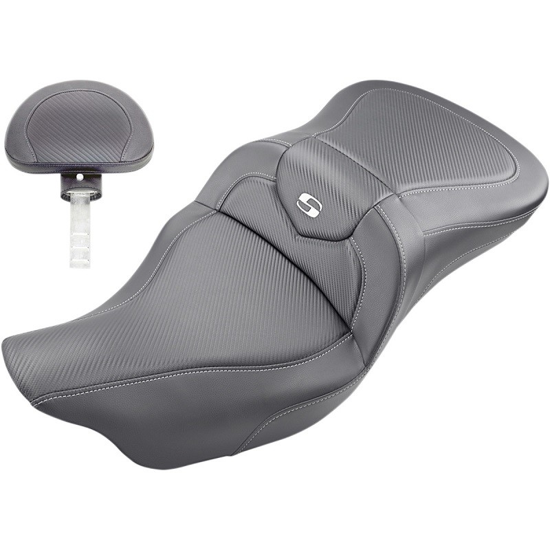 SADDLEMEN ROAD SOFA CF 2-UP GEL SEAT DRIVER'S BACKREST TOURING 08-21