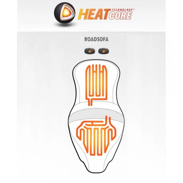 SADDLEMEN HEATED GEL ROAD SOFA CF 2-UP SEAT HARLEY TOURING 2008-2021 - HEATED