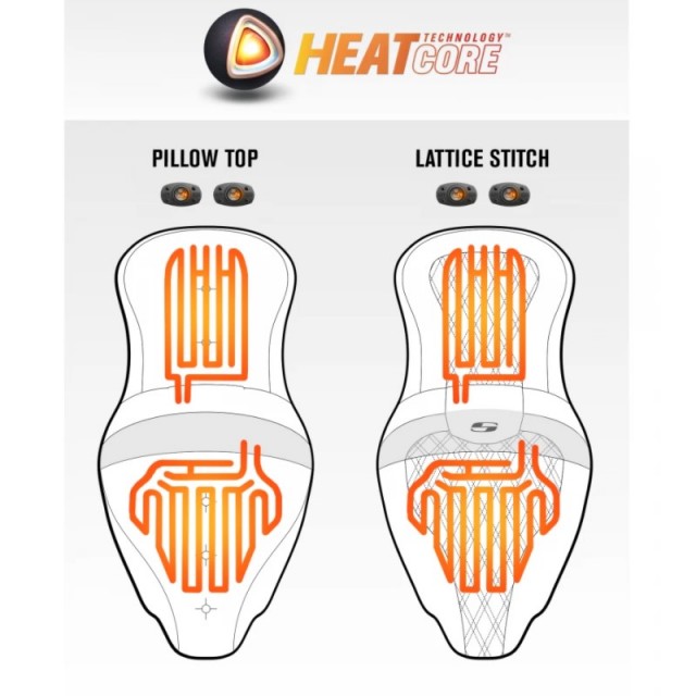 SADDLEMEN HEATED GEL ROAD SOFA PT 2-UP PILLOW TOP SEAT TOURING 2007-2021 - HEAT