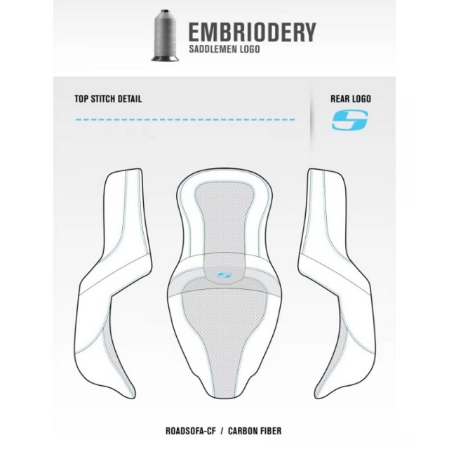 SADDLEMEN ROAD SOFA CF 2-UP GEL SEAT HARLEY TOURING 2008-2021 - LOGO