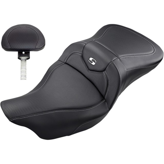 SADDLEMEN ROAD SOFA CF 2-UP GEL DRIVER'S BACKREST SEAT HARLEY TOURING 2008-2021