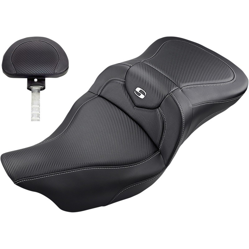SADDLEMEN ROAD SOFA CF 2-UP GEL DRIVER'S BACKREST SEAT HARLEY TOURING 2008-2021