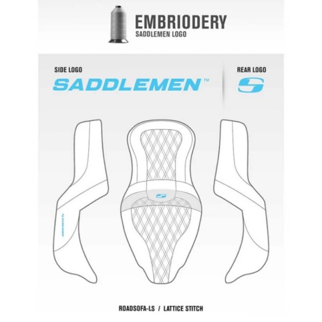 SADDLEMEN ROAD SOFA LS 2-UP GEL SEATS FOR HARLEY TOURING 1997-2007 - LOGO