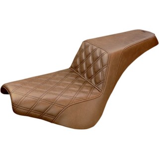 SADDLEMEN 2-UP STEP-UP LS DRIVER BROWN SEAT HARLEY SOFTAIL STREET BOB 18-21
