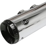 S&S GNX 4.5" SLIP-ON CHROME SLIP-ON MUFFLERS WITH BLACK ENDCAPS HARLEY TOURING 17-21 - ENDCAP