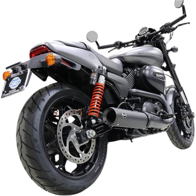 S&S GRAND NATIONAL SLIP-ON 4" BLACK MUFFLER HARLEY DAVIDSON STREET 2015-2020 - PHOTO