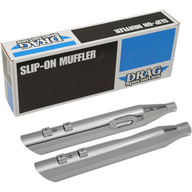 DRAG SPECIALITIES SLASHDOWN SLIP-ON CHROME 3-1/2" MUFFLERS HARLEY TOURING 17-20