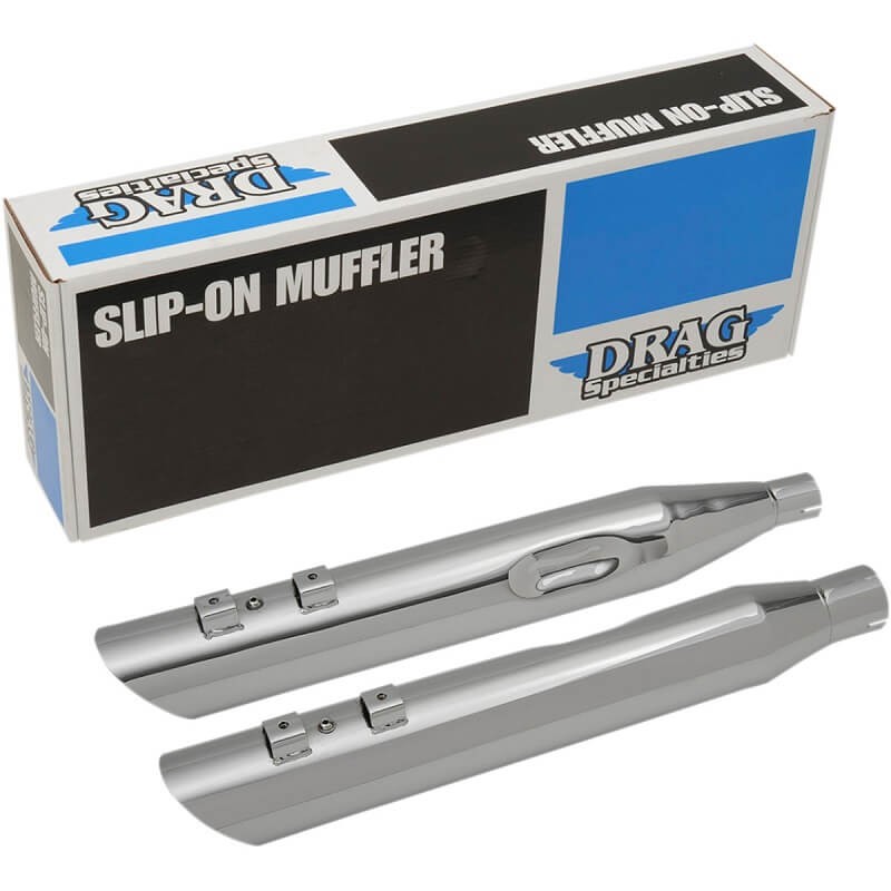 DRAG SPECIALITIES SLASHDOWN SLIP-ON CHROME 3-1/2" MUFFLERS HARLEY TOURING 17-20