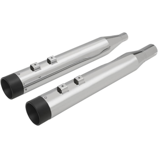 DRAG SPECIALITIES 4" SLIP-ON CHROME MUFFLERS BLACK END CAPS HARLEY TOURING 17-20 - MUFFLERS