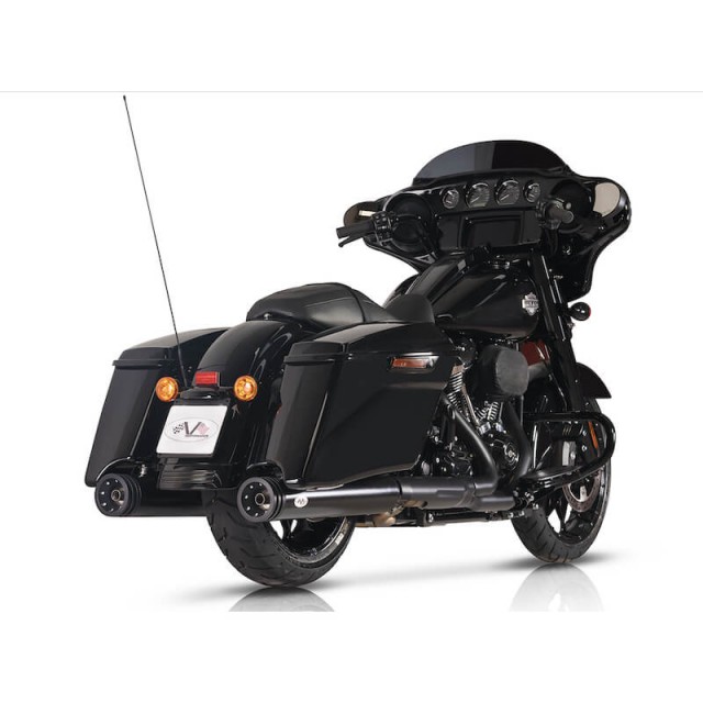 V-PERFORMANCE SLIP-ON EURO 5 BLACK MUFFLERS WITH DOUBLE RING END CAP FOR HARLEY TOURING 21-22