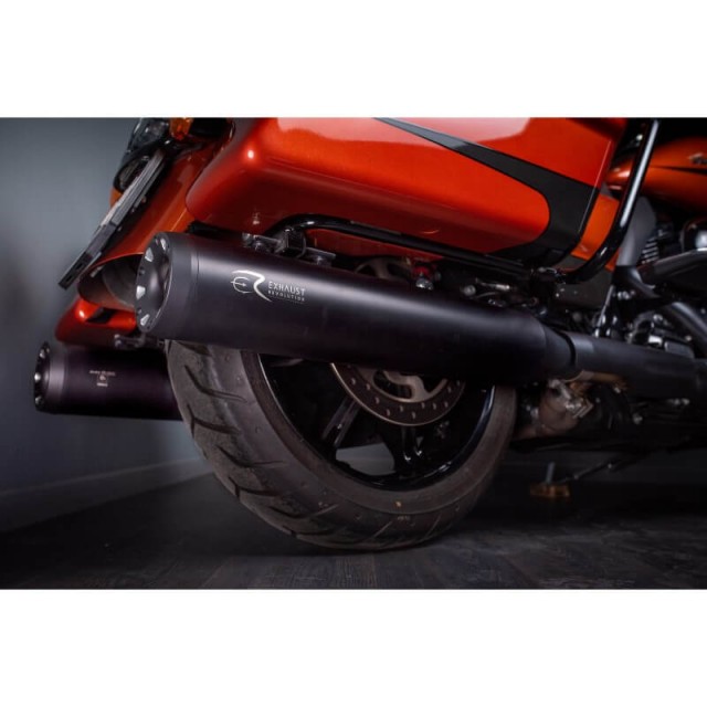 EXHAUST REVOLUTION SLIP-ON BLACK CERTIFIED MUFFLERS HARLEY TOURING 21-22 - BACK