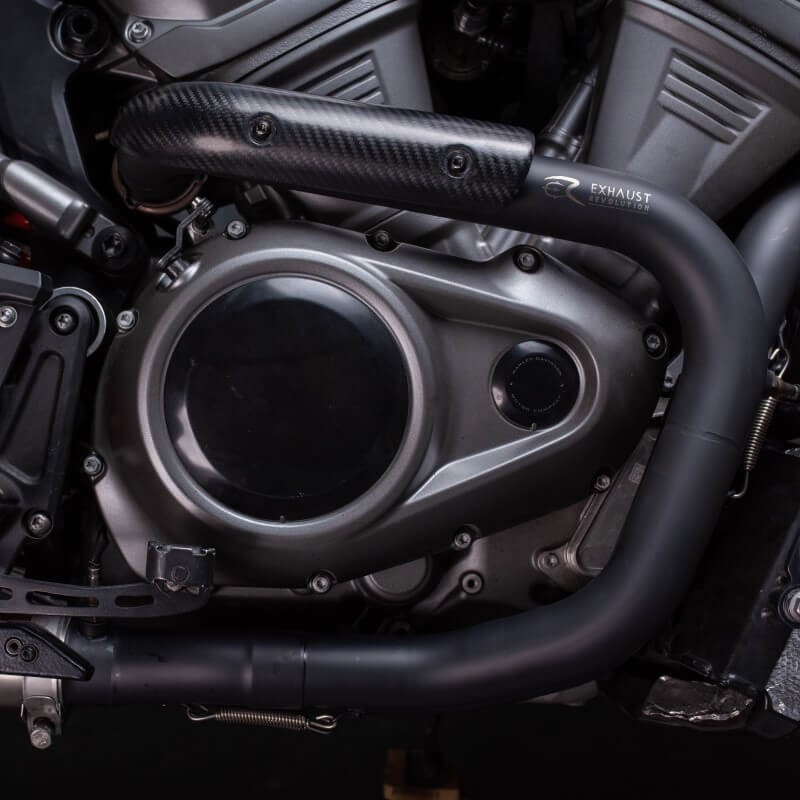 COLLETTORE EXHAUST REVOLUTION 2 IN 1 NERO SENZA CATALIZZATORE HARLEY PAN AMERICA DAL 2021 - PARTICOLARE