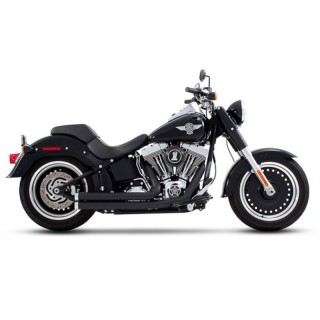 RINEHART RACING 2 IN 2 BLACK CHROME EXHAUST HARLEY DAVIDSON SOFTAIL 1986-2017