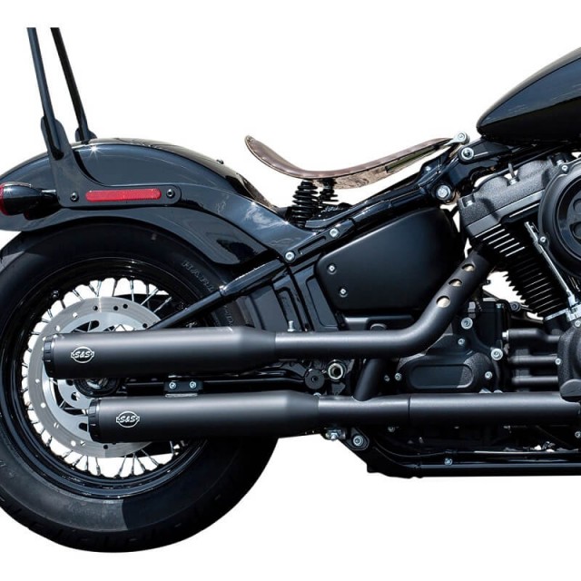 S&S GRAND NATIONAL SLIP-ON RACE BLACK MUFFLERS HARLEY SOFTAIL 2018-2020 - SIDE
