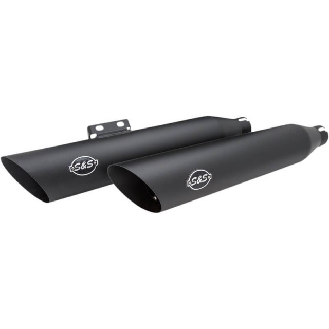 TERMINALI S&S SLIP-ON SLASH-CUT CATALIZZATORE NERI HARLEY DAVIDSON SOFTAIL 18-20 - COPPIA