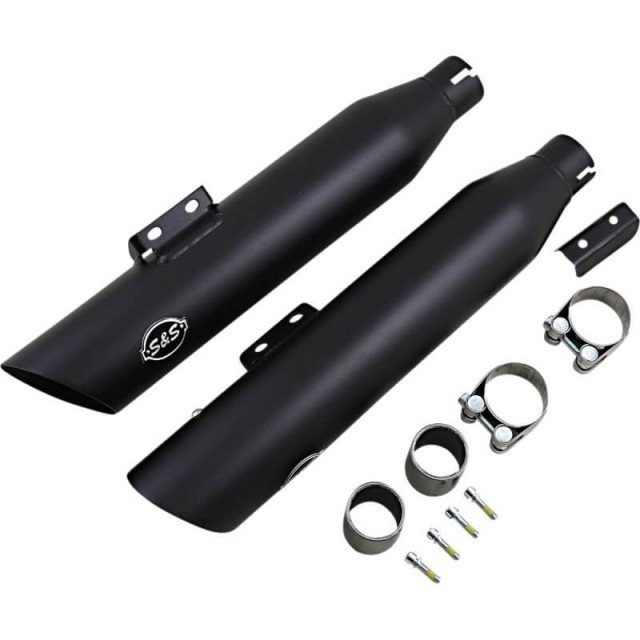 TERMINALI S&S SLIP-ON SLASH-CUT CATALIZZATORE NERI HARLEY DAVIDSON SOFTAIL 18-20 - KIT