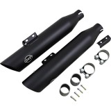 S&S SLIP-ON SLASH-CUT CATALYTICS BLACK MUFFLERS HARLEY DAVIDSON SOFTAIL 18-20 - KIT