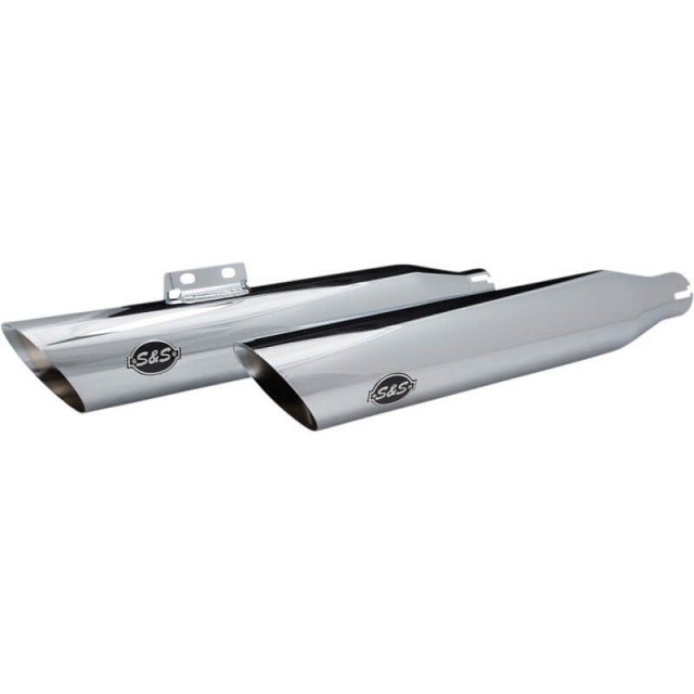 S&S SLIP-ON SLASH-CUT CATALYTICS CHROME MUFFLERS HARLEY DAVIDSON SOFTAIL 18-20