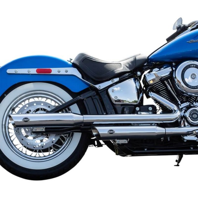 TERMINALI S&S SLIP-ON SLASH-CUT CATALIZZATORE CROMATI SOFTAIL HERITAGE-DELUXE 2018-2020 - LATO