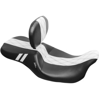 LE PERA 2-UP OUTCAST GT SEAT DOUBLE DIAMOND WHITE BACKREST TOURING 08-22