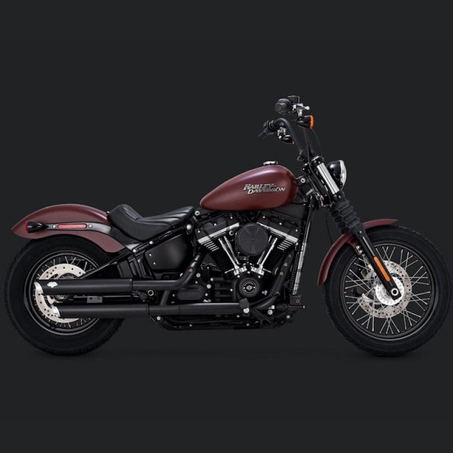 TERMINALI VANCE HINES TWIN SLASH 3'' SLIP-ONS NERI HARLEY SOFTAIL 18-21 - LATO