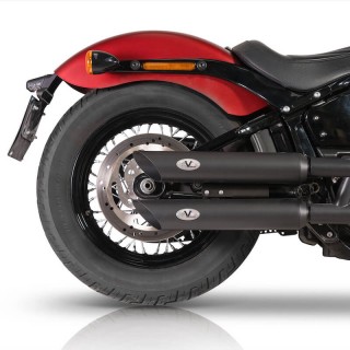 TERMINALI V-PERFORMANCE EURO 5 NERI SLIP-ON SLASH CUT PER HARLEY DAVIDSON SOFTAIL 21-22 - ZOOM